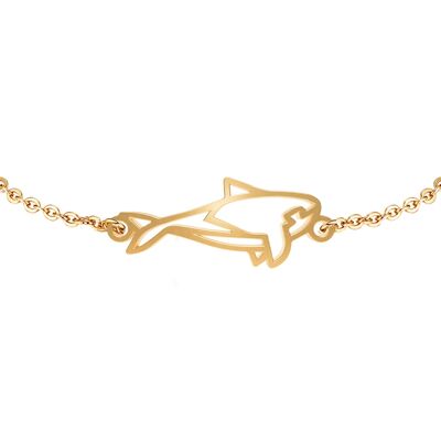 Fauna Orca Model 1 Animal Bracelet Gold or Silver Finish with Black Chain or Cord for Women, Men or Children, Resistant and Adjustable Made in France