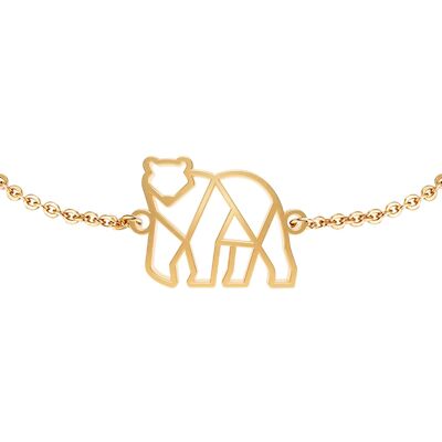 Fauna Polar Bear Animal Bracelet Gold or Silver Finish with Black Chain or Cord for Women, Men or Children, Resistant and Adjustable Made in France