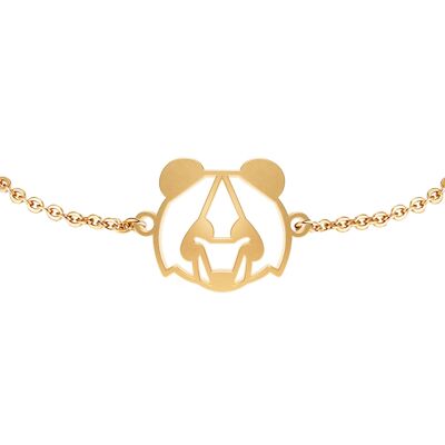 Fauna-Panda-Tierarmband in Gold- oder Silberausführung mit schwarzer Kette oder Kordel für Damen, Herren oder Kinder, widerstandsfähig und verstellbar, hergestellt in Frankreich