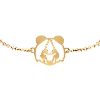 Fauna Panda Animal Bracelet Gold or Silver Finish with Chain or Black Cord for Women, Men or Children, Resistant and Adjustable Made in France