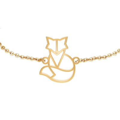 Pulsera de animales Fauna Fox Acabado en oro o plata con cadena o cordón negro para mujer, hombre o niño, resistente y ajustable Fabricada en Francia