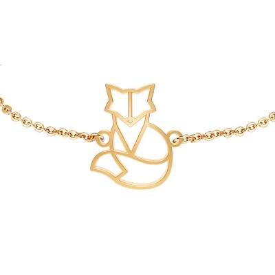 Fauna Fox Animal Bracelet Gold or Silver Finish with Black Chain or Cord for Women, Men or Children, Resistant and Adjustable Made in France