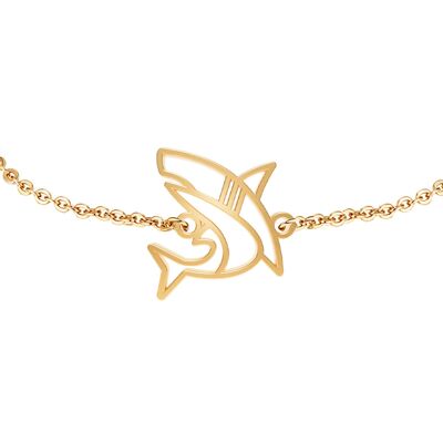 Fauna Shark Animal Bracelet Gold or Silver Finish with Black Chain or Cord for Women, Men or Children, Resistant and Adjustable Made in France