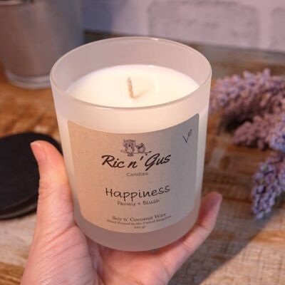 Happiness Scented Candle (Peony + Blush Suede) Soy & Coconut Wax