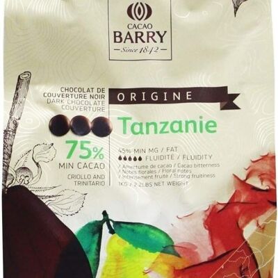 COCOA BARRY - DARK CHOCOLATE COVER - COCOA 75% - ORIGIN TANZANIA - 1KG
