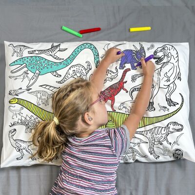 Taie d'oreiller à colorier - Dinosaures