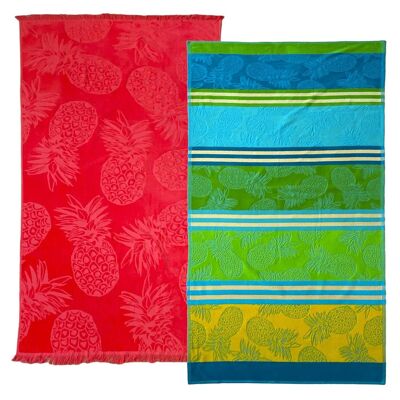 Promo Pack Cancun Lazaro Jacquard Velor Terry Beach Towels - Size L