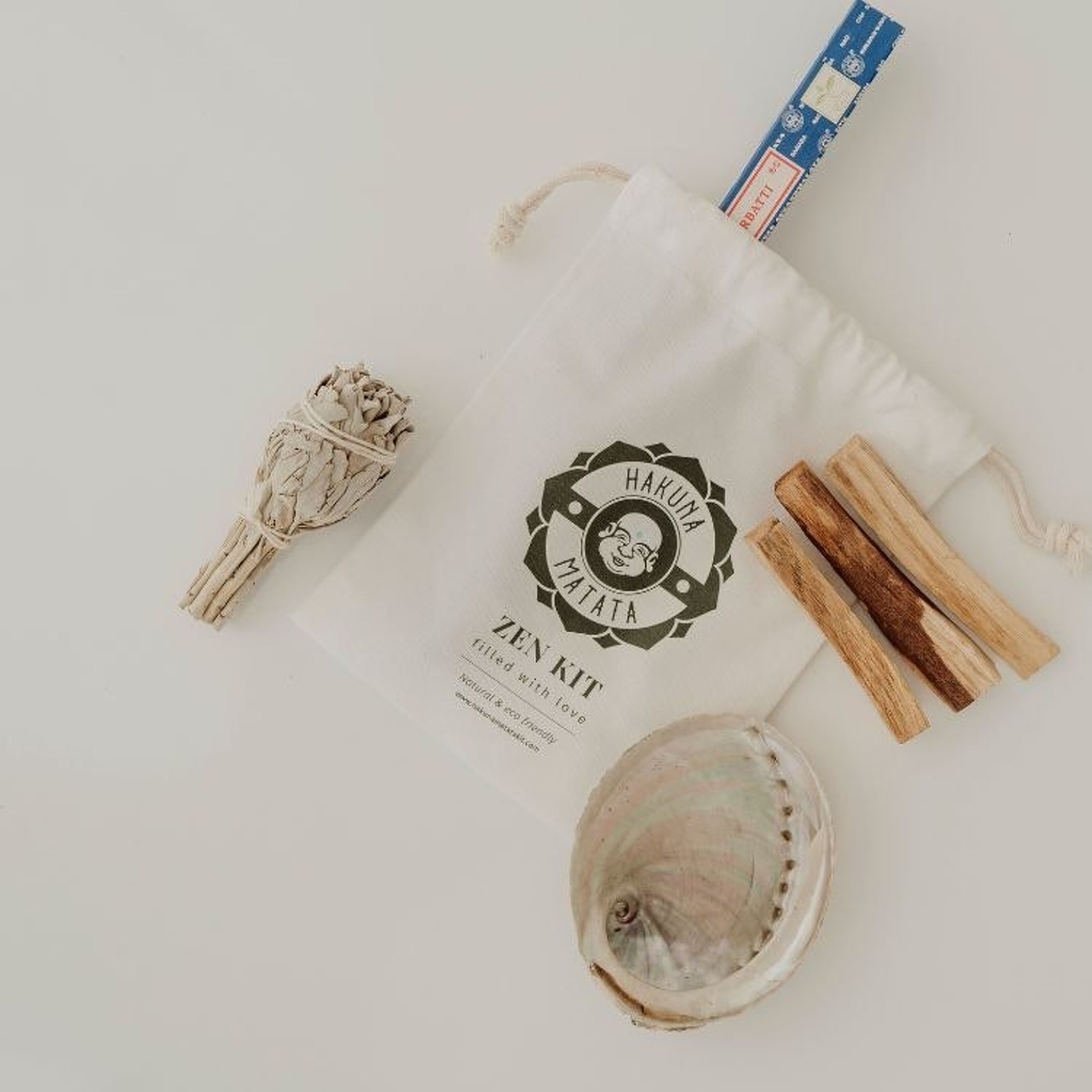 Abalone Shell Kit supporto per treppiede in legno per incenso Palo Santo  bastoncini per sbavature di salvia bianca naturale meditazione Reiki