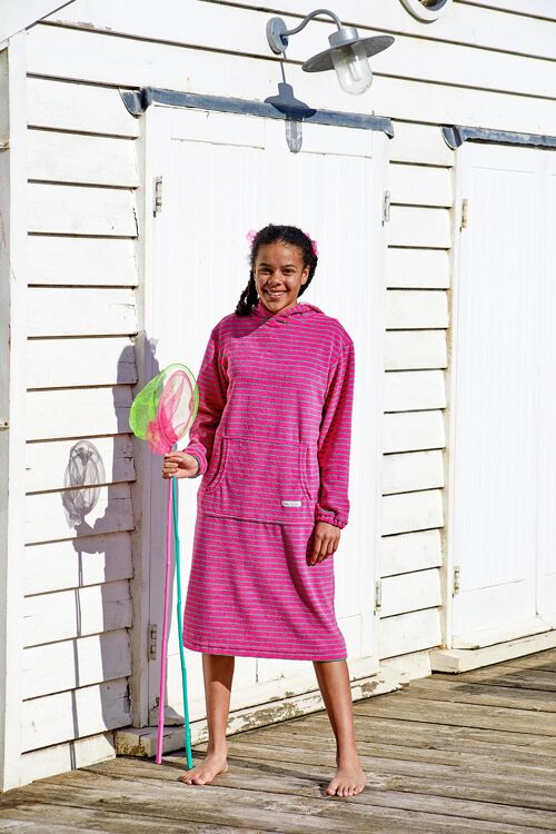 Towelling long hooded beach & swimsuit cover up for women and teenagers