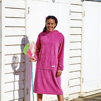 Towelling long hooded beach & swimsuit cover up for women and teenagers