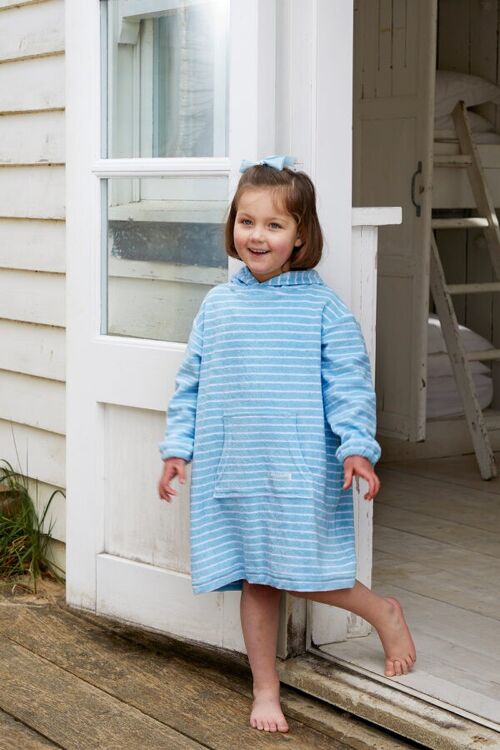 Children's hooded towelling robe for the beach, bath & swimming