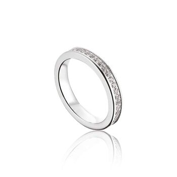 Bague en acier avec cristaux blancs taille 13