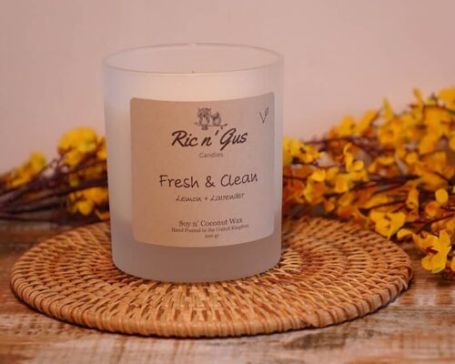 Fresh And Calm Scented Candle (Lemon + Lavender) Soy & Coconut Wax
