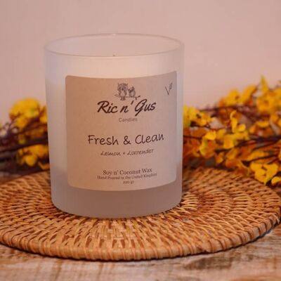 Fresh And Calm Scented Candle (Lemon + Lavender) Soy & Coconut Wax