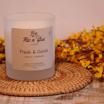 Fresh And Calm Scented Candle (Lemon + Lavender) Soy & Coconut Wax
