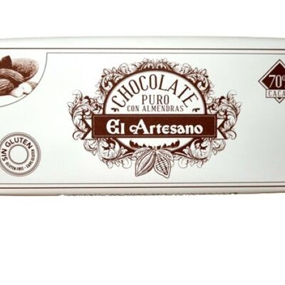 CHOCOLATE PURO 70% C/ALMENDRAS 150g ARTESANO