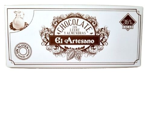 CHOCOLATE C/LECHE-ALMENDRA 36%  150g ARTESANO