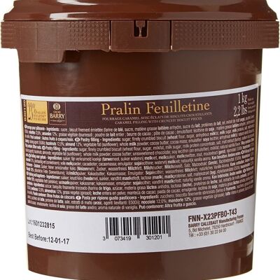 CACAO BARRY - Mezcla de Pralin Feuilletine 23% Glitter Feuilletine/12% Avellanas/12% Almendras 1 kg