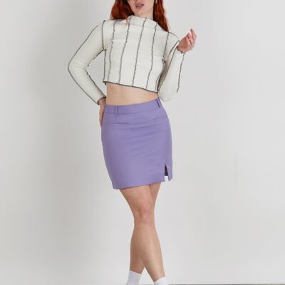 The Mystery Machine Mini Skirt With Side Slit In Lilac