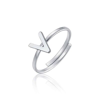 Steel ring with letter v