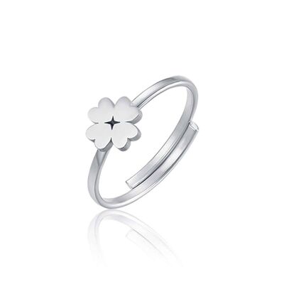 Steel ring with four-leaf clover