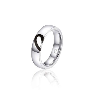 Anillo de acero con esmalte negro para combinar con el modelo an134