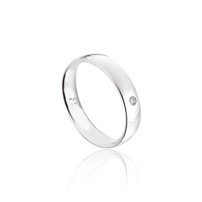 Bague acier et zircon blanc taille 15