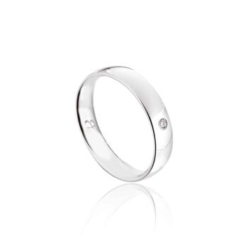 Bague acier et zircon blanc taille 25