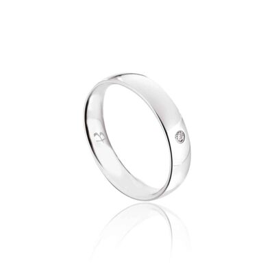 Steel ring and white zircon size 7