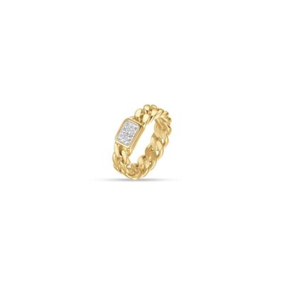 Anello in acciaio ip gold con cristalli bianchi 3