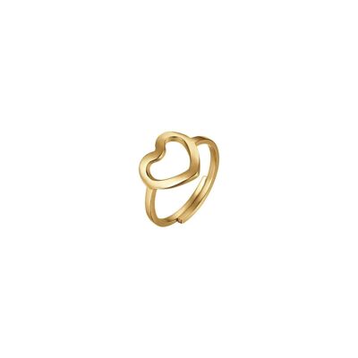 IP gold steel ring with heart