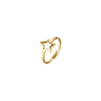Gold ip steel ring with star