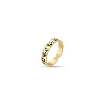 Gold IP steel ring do what you love