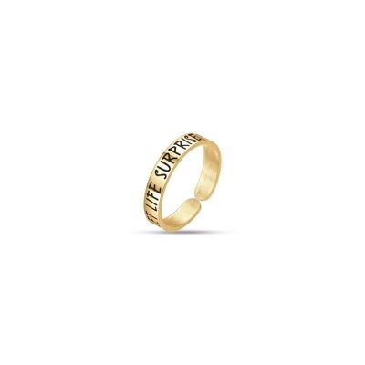 Anello in acciaio ip gold let life surprise you