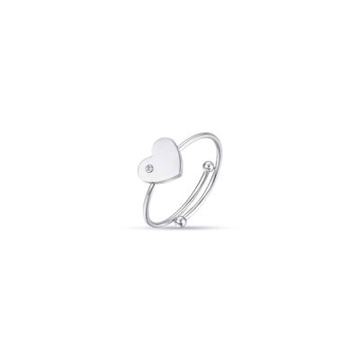 Junior ring in steel with heart 1