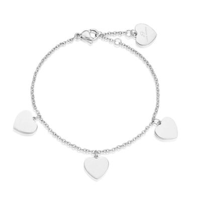 Steel bracelet with hearts