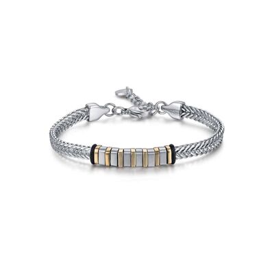 Steel bracelet with gold and black ip steel elements