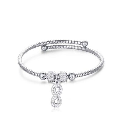 Bracelet acier infini, cristaux blancs