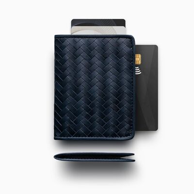 Herringbone Wallet, Navy Blue