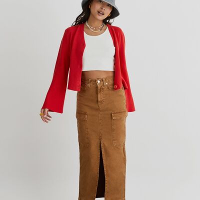 Vermillionaire – Kurze Strickjacke im Stil der 90er in Rot