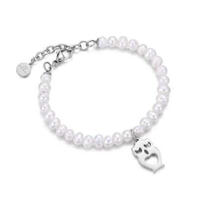 Bracciale con perle e gufo