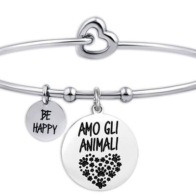 Steel bracelet I love animals