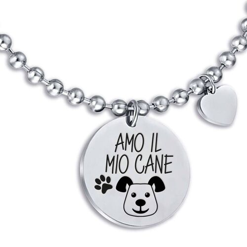 Bracciale in acciaio amo il mio cane