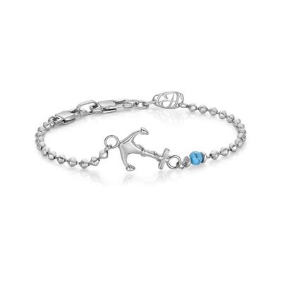 Steel bracelet with anchor and turquoise stone