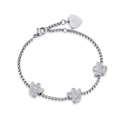 Steel bracelet with angels with white crystals