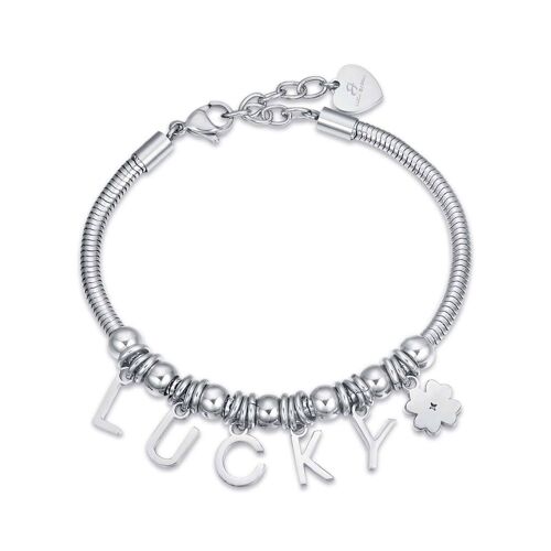 Bracciale in acciaio con charms lucky