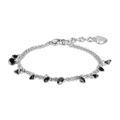 Steel bracelet with black crystals 1