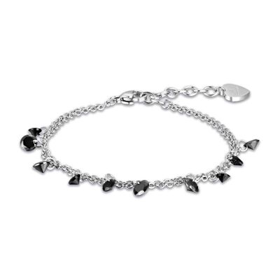 Bracelet en acier avec cristaux noirs 1