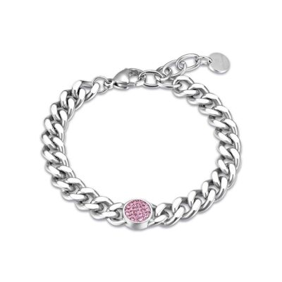 Steel bracelet with pink crystals