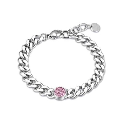 Bracciale in acciaio con cristalli rosa